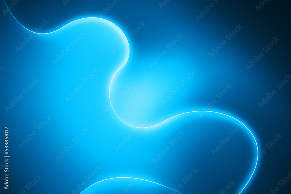 Poster creative blue wave line light texture. 3d rendering.