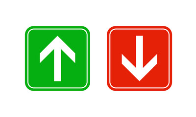 Arrows. Green and red sign button. UP and DOWN icon. Vector illustration