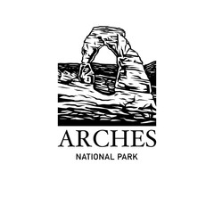 Logo drawing of Arches National Park, vector illustration