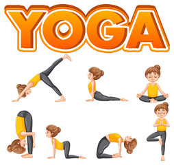 Set of yoga postures