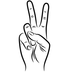 two fingers line art vector drawing
