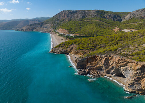 Yanisli Cave Beach Drone Photo, Gulnar Mersin, Turkey