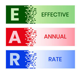 EAR - effective annual rate. acronym business concept. vector illustration concept with keywords and icons. lettering illustration with icons for web banner, flyer, landing page