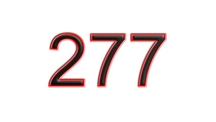 red 277 number 3d effect white background