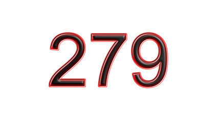 red 279 number 3d effect white background