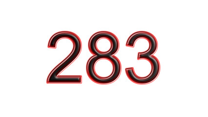 red 283 number 3d effect white background