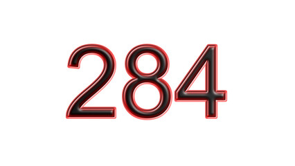 red 284 number 3d effect white background