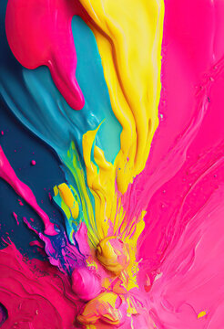 Beautiful rainbow paint splash background. Grunge textured fluid art wallpaper. 3d rendering

