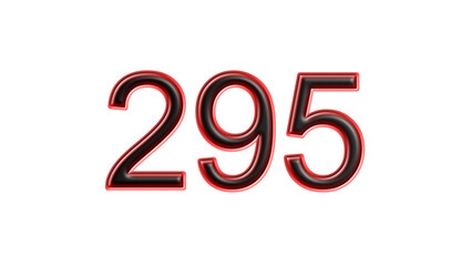 red 295 number 3d effect white background
