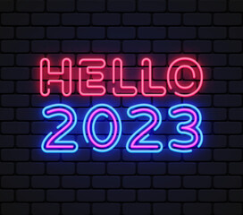 Fototapeta na wymiar Hello new year 2023 design template vector. Happy new year 2023 Party decoration. Holiday greeting card design. Vector illustration