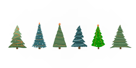 Set of stylized christmas trees illustration
