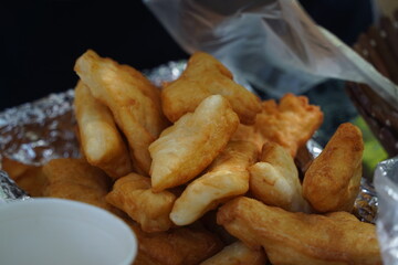 Fried traditional Kazakh dough dish - baursaks