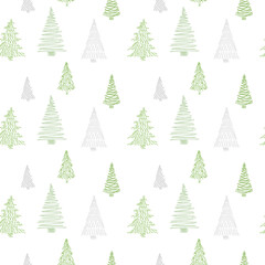 Seamlwss pattern with stylized christmas trees illustration