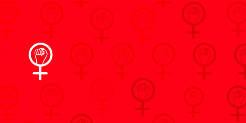 Light Red vector backdrop with women power symbols.