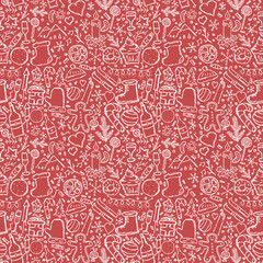 Seamless christmas pattern. New year background. Doodle illustration with christmas and new year icons
