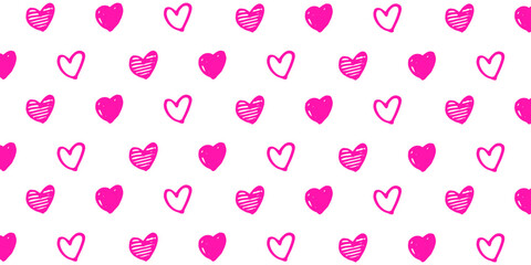 background with cute hand drawn heart illustration for valentine's day and love theme