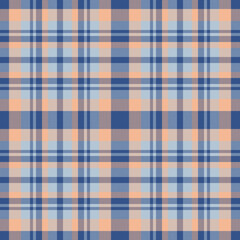 Plaid seamless pattern in blue. Check fabric texture. Vector textile print.