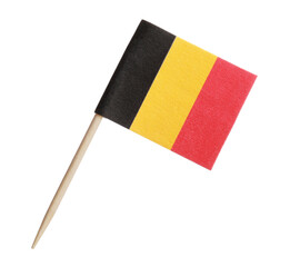 Small paper flag of Belgium isolated on white - obrazy, fototapety, plakaty