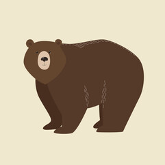 Vector bear. Minimalistic illustration. Emblem. Icon. Forest animal. Grizzly. Animal of North America