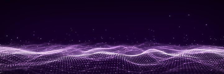 3D digital dynamic wave. Flow digital structure. Secure cybersecurity data connection. Cyber technology background. 3D rendering.