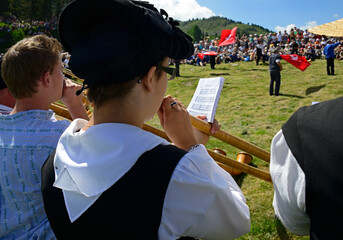 International Alphorn Festival, Nendaz, canton Valais, canton Wallis, Switzerland, Europe