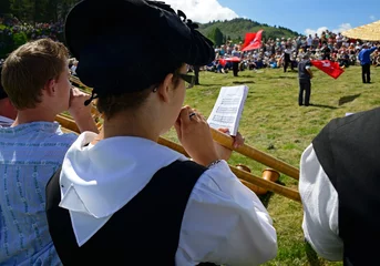 Fotobehang International Alphorn Festival, Nendaz, canton Valais, canton Wallis, Switzerland, Europe © Danuta Hyniewska