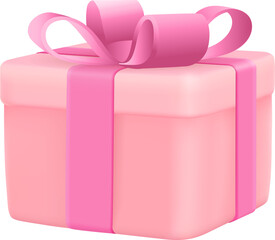 3D realistic cute girlish present gift box with ribbon