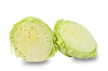 Green cabbage isolated on white background with a clipping path