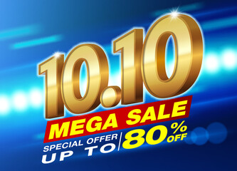 10.10 Banner or Poster super special sale symbol template Design For social media, websites, online shopping, special offers, discounts of 80%.