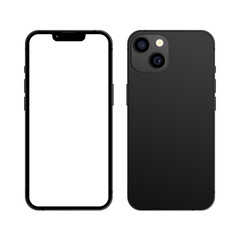 Realistic isolated black smartphone mockup vector. Layout for web pages, social networks. White screen. Isolated vector illustration