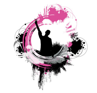 Silhouettes of dancing people in a club