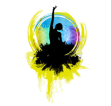 Silhouettes of dancing people in a club