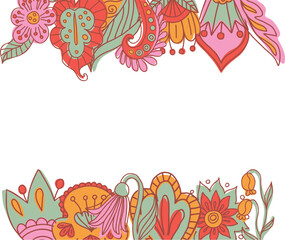 Fototapeta na wymiar Organic paisley ornament border. Abstract floral hand drawn vector illustration