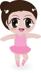 cute ballerina girl in pink dress