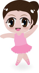 cute ballerina girl in pink dress