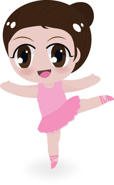 cute ballerina girl in pink dress
