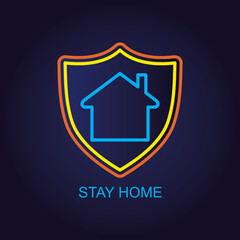 Stay at home slogan with house inside