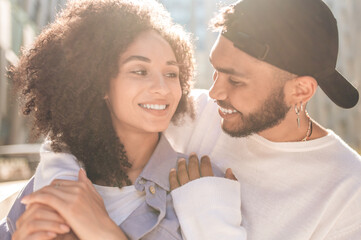 Happy young couple looking in love and romantic