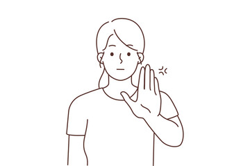 Young woman show stop gesture