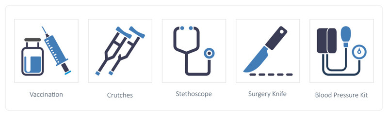 Vaccination, Crutches, Stethoscope