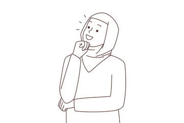 Woman in hijab thinking making decision 