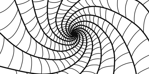 Artistic simple illustration-abstract monochrome (black and white) in the form of a spiral or cobweb (lines drawn by hand) on a white background