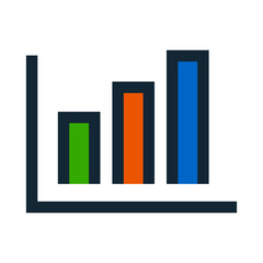 Flat design bar chart icon. Statistics. Vector.