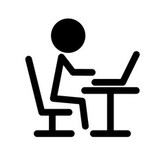 Pictogram of a person working on a computer. Vector.