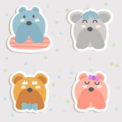 Dog Face Mood Sticker. Cute Wildlife Cartoon Animal hang on Tag Vector Illustration.