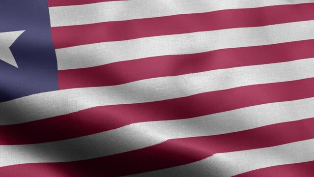 Flag Of Liberia - Liberia Flag High Detail - National flag Liberia wave Pattern loopable Elements - Fabric texture and endless loop - Highly Detailed Flag - The flag of fluttering in the wind