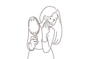 Stressed woman worried about acne 