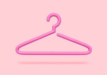 Clothes hanger isolated on pink background. Hanger icon. Clipping path included