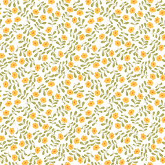 Obraz premium seamless abstract floral background. Yellowflowers on white. Vector floral pattern.