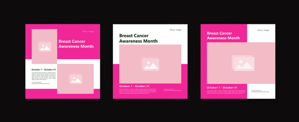 Social media post template for Breast cancer awareness month.